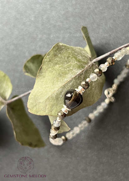 Браслет з піритом, лабрадором 