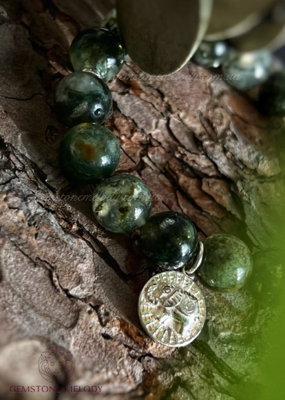 Браслет з міксу натуральних каменів зелених каменів 
