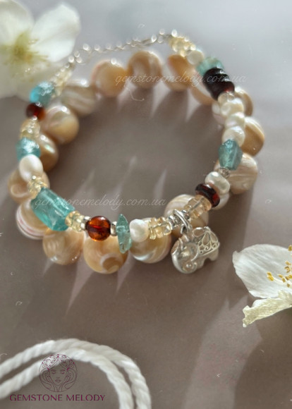 Набір браслетів з натуральних каменів та срібла 