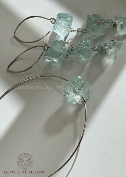 Срібні сережки з аквамарином 