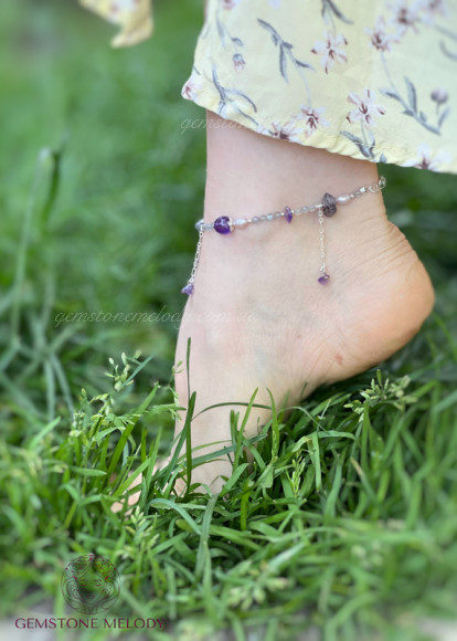 Анклет з аметистом, та іншими натуральними каменями