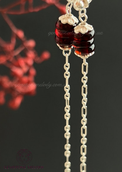 Сережки срібні з вишневим бурштином