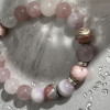 Браслет з рожевого кварцу, родохрозита, родоніта, гірського кришталя