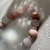 Браслет з рожевого кварцу, родохрозита, родоніта, гірського кришталя