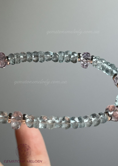 Браслет з аквамарином і аметистом