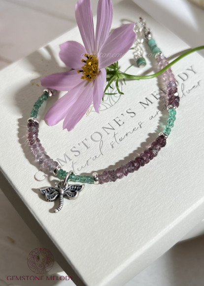 Браслет зі смарагду та лілової шпінелі