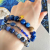 Набір браслетів з синіх натуральних каменів «Зоряна ніч, Ван Гог»