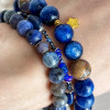 Набір браслетів з синіх натуральних каменів «Зоряна ніч, Ван Гог»