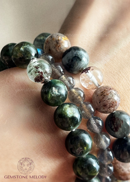 Браслет з зеленим лепідолітом