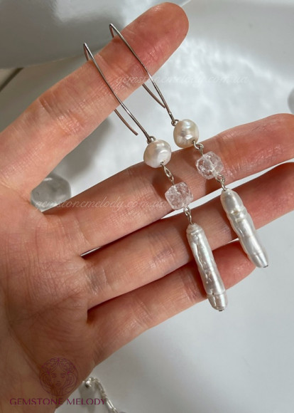 Весільний набір прикрас з натуральних каменів та срібла 