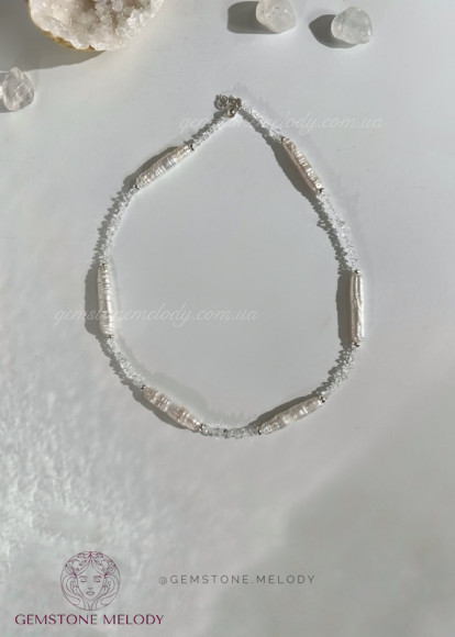 Кольє з перлами бароко і гірським кришталем