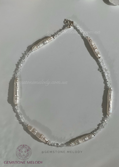 Кольє з перлами бароко і гірським кришталем