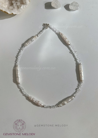 Весільний набір прикрас з натуральних каменів та срібла 