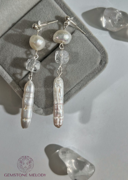 Срібні сережки з перлами бароко