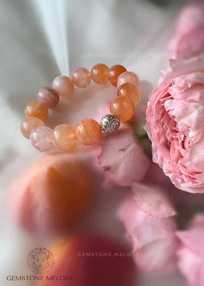 Браслет з сердоліком ( помаранчевим халцедоном)