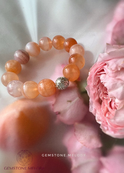 Браслет з сердоліком ( помаранчевим халцедоном)