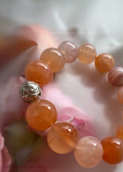 Браслет з сердоліком ( помаранчевим халцедоном)