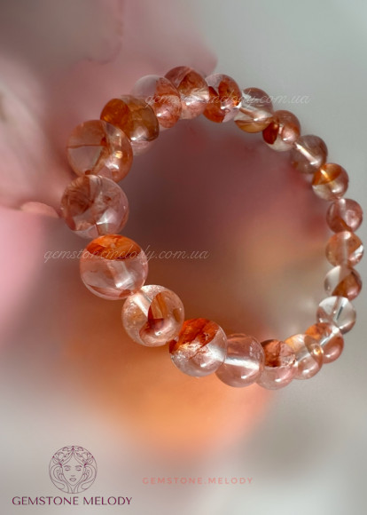 Браслет з гематоїдним кварцем, вогняний азезтуліт