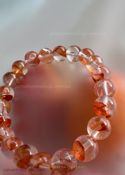 Браслет з гематоїдним кварцем, вогняний азезтуліт