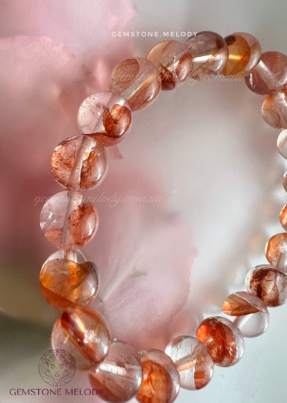 Браслет з гематоїдним кварцем, вогняний азезтуліт