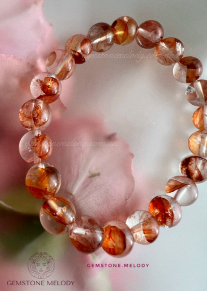 Браслет з гематоїдним кварцем, вогняний азезтуліт