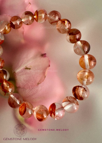 Браслет з гематоїдним кварцем, вогняний азезтуліт