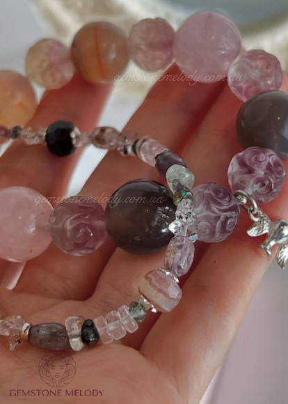 Набір браслетів , натуральне каміння і срібло 