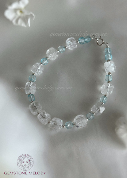 Браслет з гірського кришталю та топазу