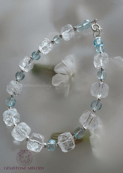 Браслет з гірського кришталю та топазу