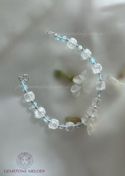 Браслет з гірського кришталю та топазу