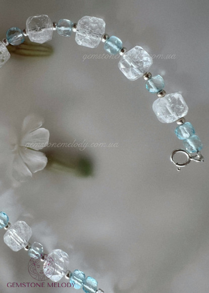 Браслет з гірського кришталю та топазу