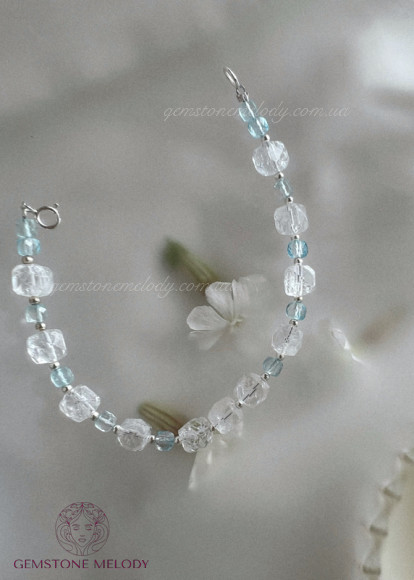 Браслет з гірського кришталю та топазу