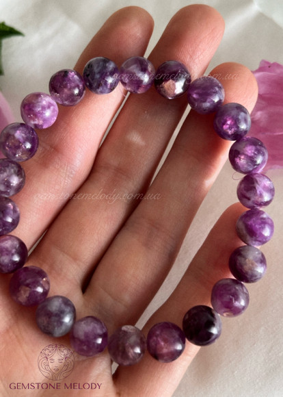 Браслет з рожевим лепідолітом гарної якості 9мм