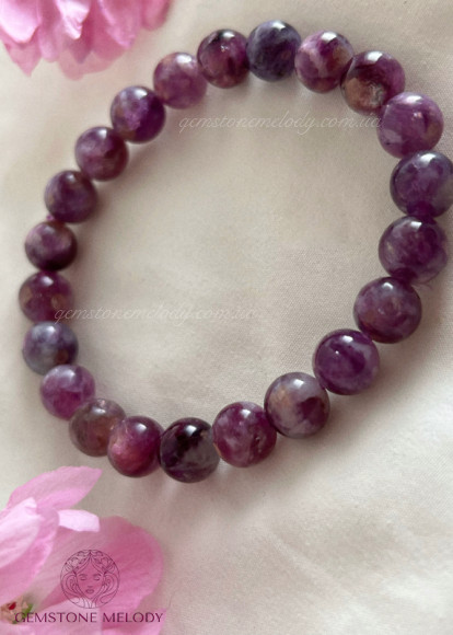 Браслет з рожевим лепідолітом гарної якості 9мм