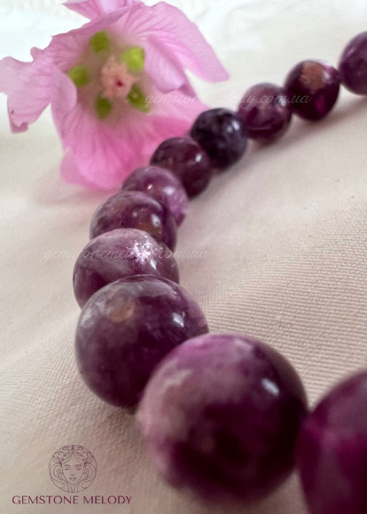 Браслет з рожевим лепідолітом гарної якості 9мм