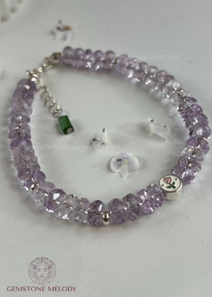 Браслет з граненим аметистом