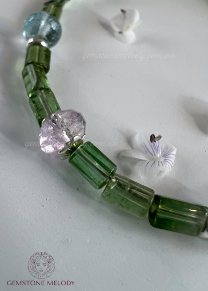 Браслет з зеленим турмаліном, верделітом