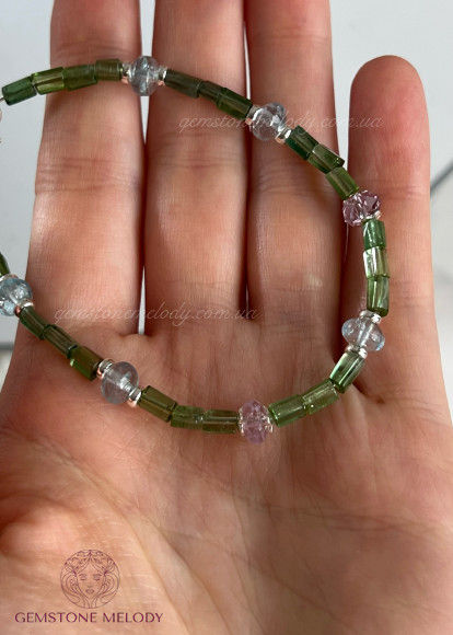 Браслет з зеленим турмаліном, верделітом