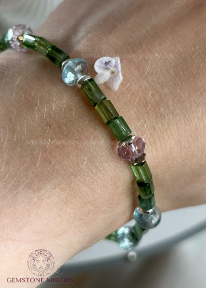 Браслет з зеленим турмаліном, верделітом