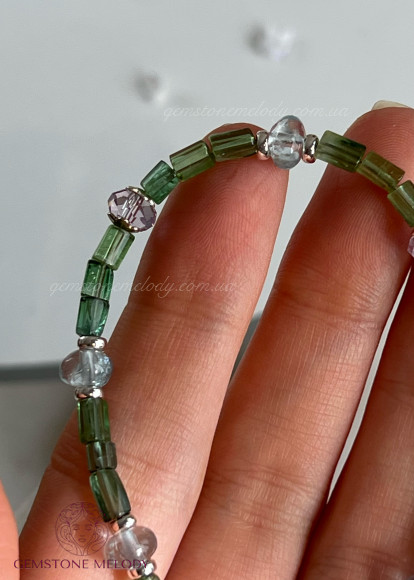 Браслет з зеленим турмаліном, верделітом