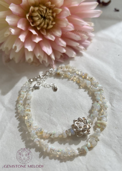 Браслет з благородного білого опалу