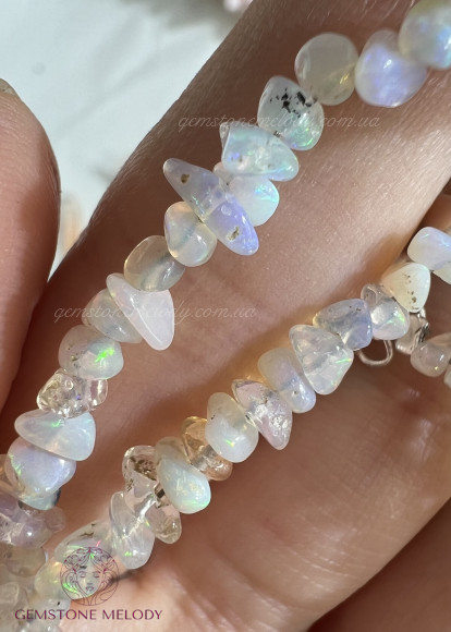 Браслет з благородного білого опалу