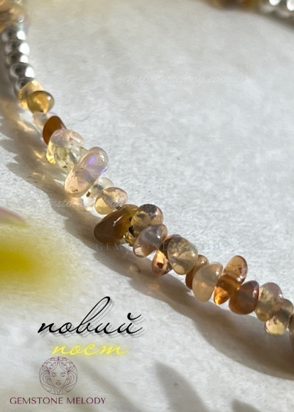 Браслет з опалом і  агатом