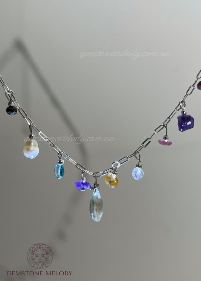 Кольє -браслет (трансформер) зі шпінелі і інших каменів високої якості 