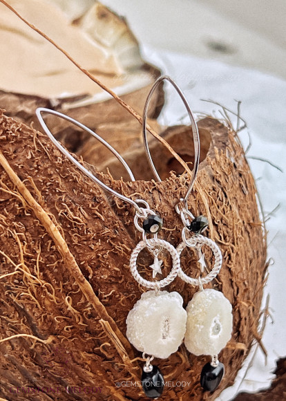 Сережки з жеодами агату