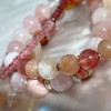 Браслет з рожевого кварцу, родохрозита, родоніта, гірського кришталя
