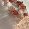 Браслет з рожевого кварцу, родохрозита, родоніта, гірського кришталя