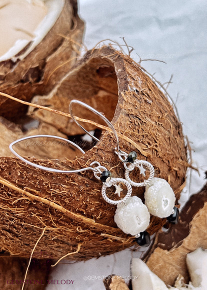 Сережки з жеодами агату