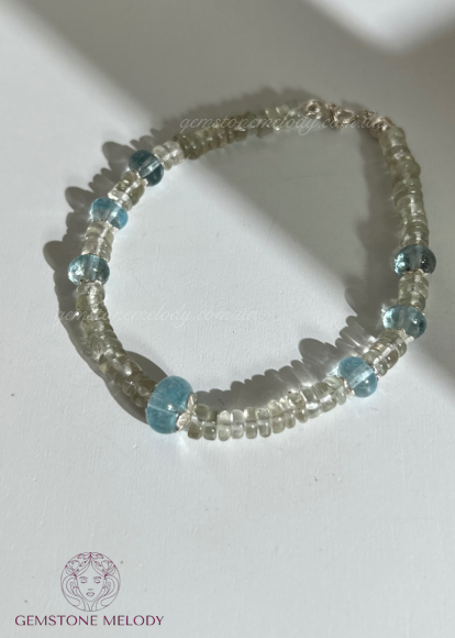 Браслет з зеленого кварцу та аквамарину