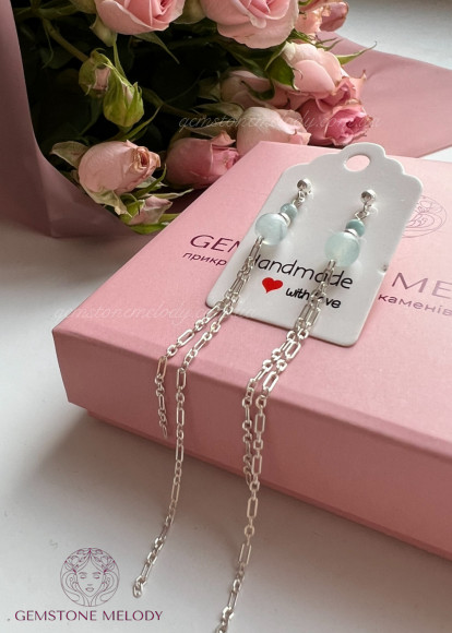 Сережки на замовлення, з натуральним каменем